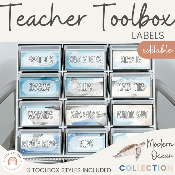 Modern Ocean Teacher Toolbox Labels - Miss Jacobs Little Learners