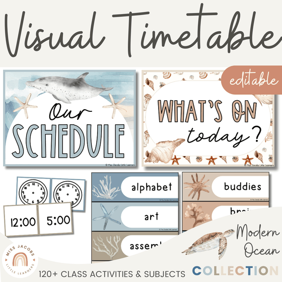 Modern Ocean Visual Timetable and Daily Schedule - Miss Jacobs Little Learners