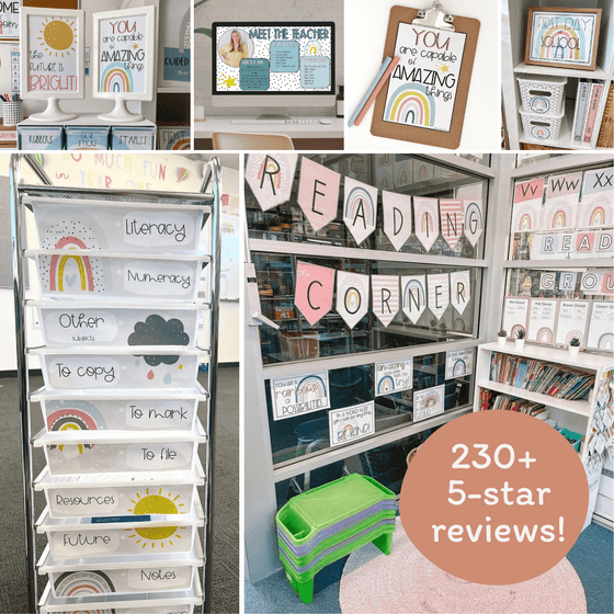 Modern Rainbow Classroom Decor Bundle | Calm Colors | EDITABLE - Miss Jacobs Little Learners