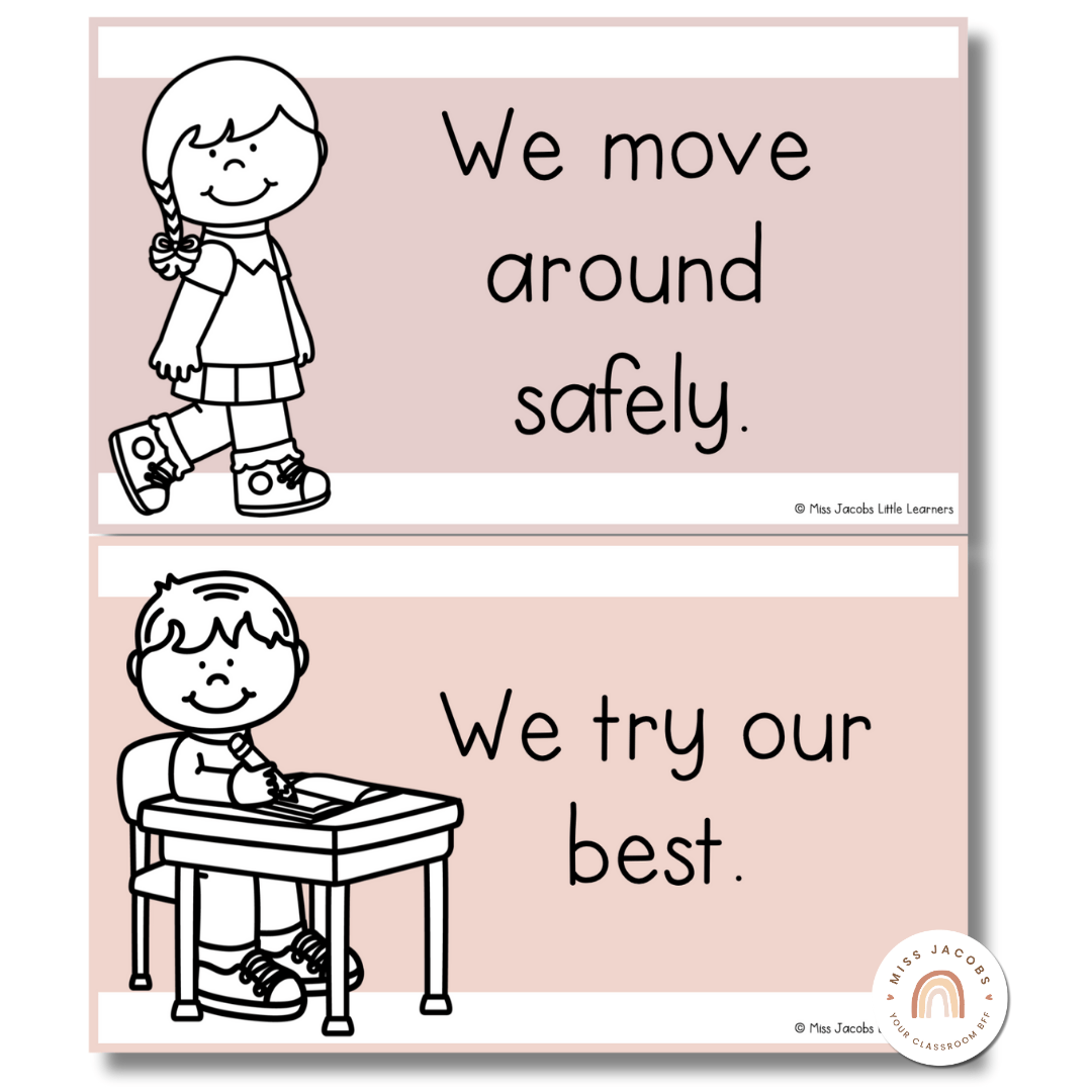 Classroom Rules and Expectations Posters: Modern Rainbow Classroom ...