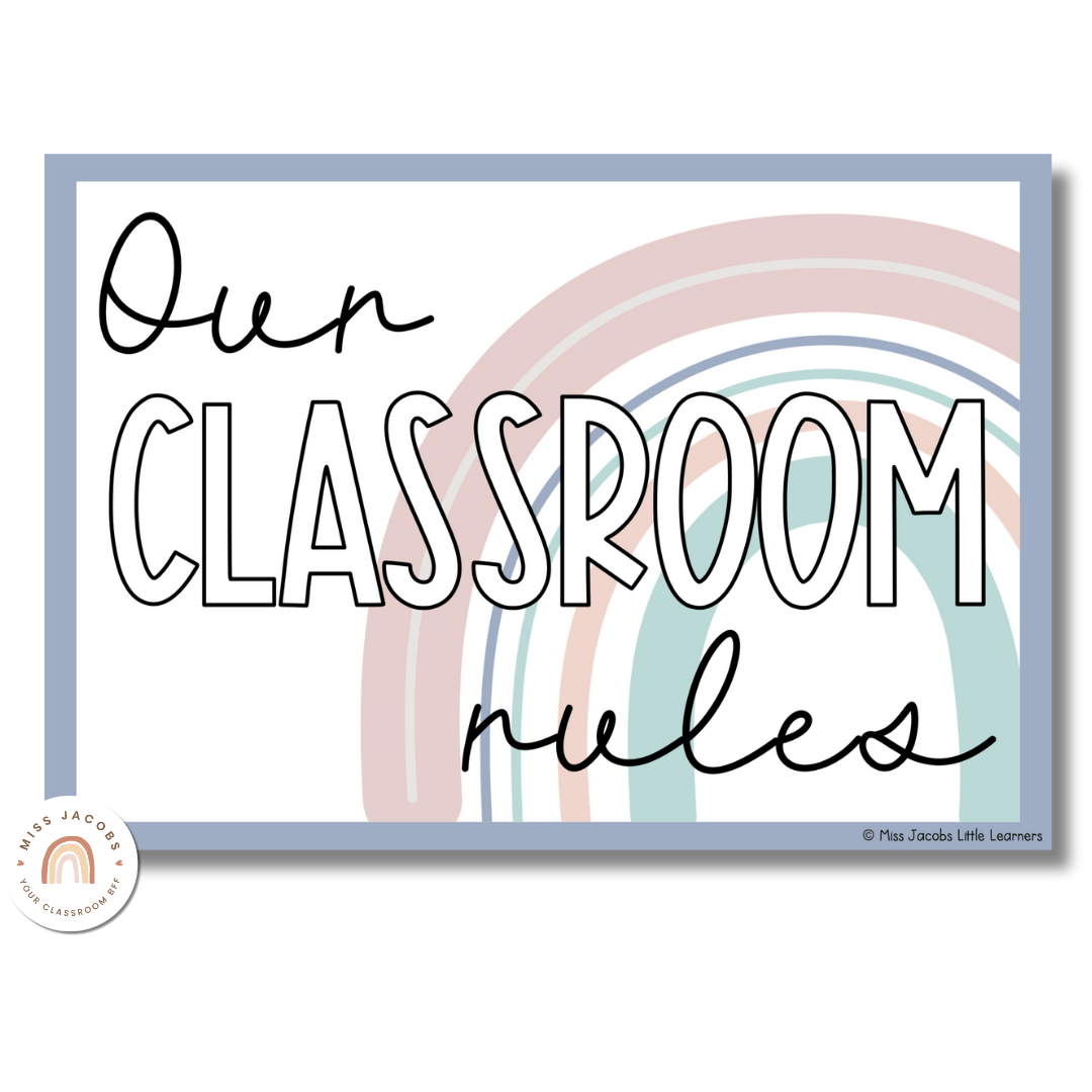 Fancy Rules. Sign Classroom Rules and Expectations Posters: Modern Rainbow Classroom ...
