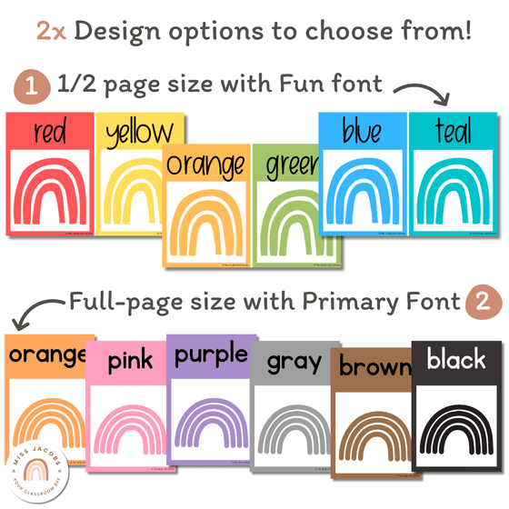 Modern Rainbow Color Posters | Boho Classroom Decor | Editable - Miss Jacobs Little Learners