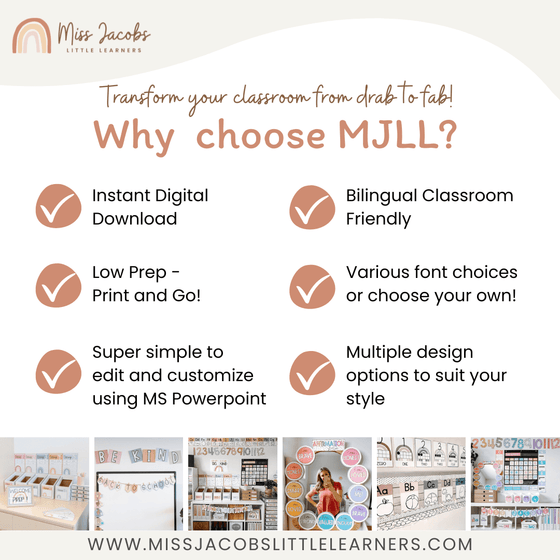 Modern Rainbow Color Posters | Boho Classroom Decor | Editable - Miss Jacobs Little Learners