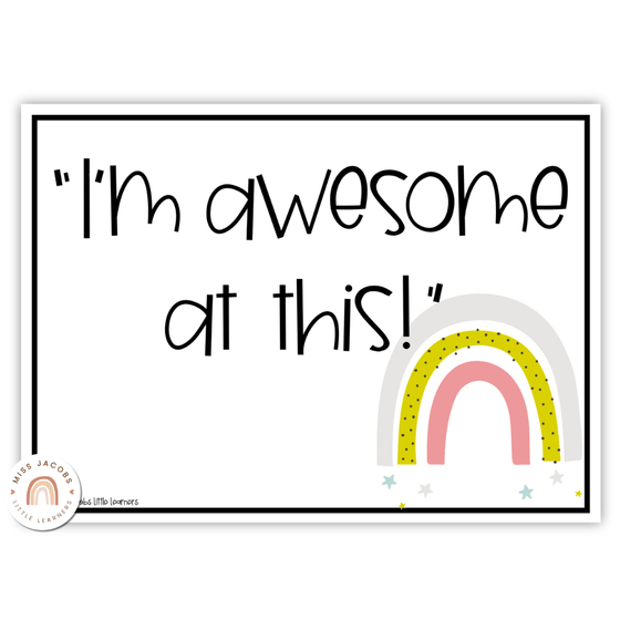 MODERN RAINBOW Growth Mindset Display | Calm Colors Classroom Decor - Miss Jacobs Little Learners
