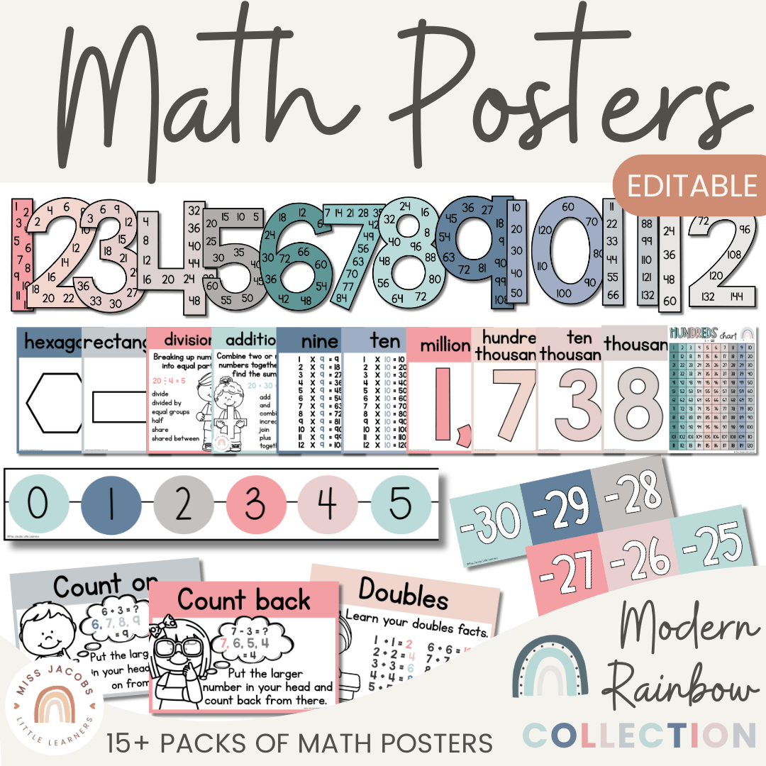 Math Posters Bundle - Rainbow Calm Colors - Miss Jacobs - Default Title