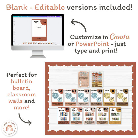 Money Posters - Boho Vibes Theme Classroom Decor - Miss Jacobs Little Learners