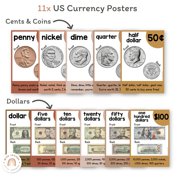 Money Posters - Boho Vibes Theme Classroom Decor - Miss Jacobs Little Learners