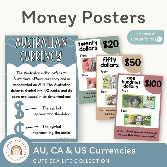 Money Posters - Cute Sea Life Theme Classroom Decor