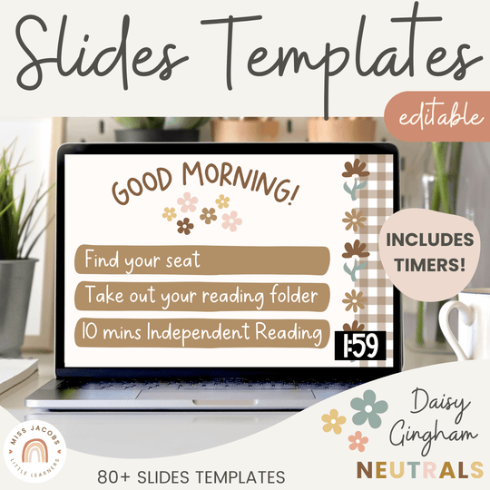 Google Morning Slides & PowerPoint Templates - Daisy Gingham Neutrals