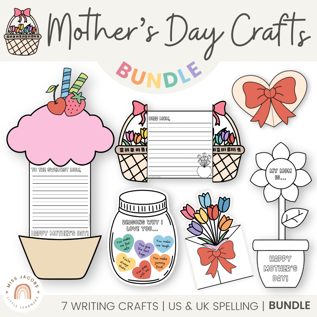  Mother's Day Craft Pack - Gifts, Cards, Activity Bundle - Miss Jacobs Little Learners