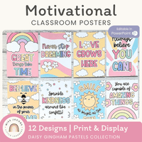 Motivational Classroom Posters - Daisy Gingham Pastels Decor – Miss ...