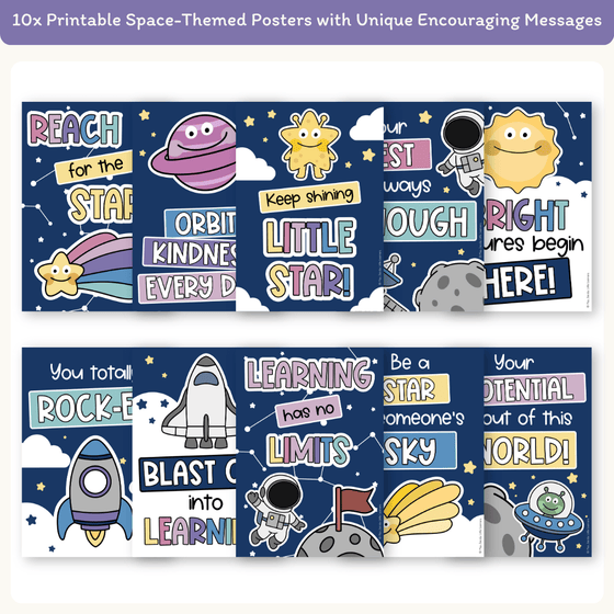 Motivational Classroom Posters - Dreamy Space Classroom Decor - Miss Jacobs Little Learners
