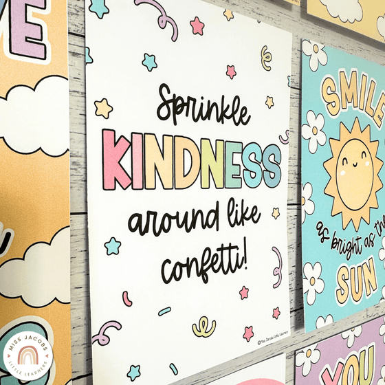 Motivational Classroom Posters | Growth Mindset Bulletin Board | Daisy Gingham Pastels | Editable - Miss Jacobs Little Learners