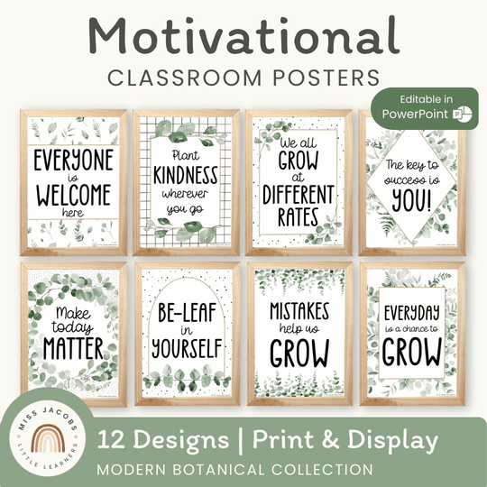 Motivational Classroom Posters - Modern Botanical Decor
