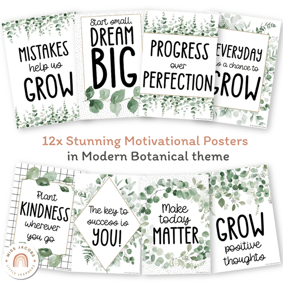 Motivational Classroom Posters - Modern Botanical Decor - Miss Jacobs Little Learners