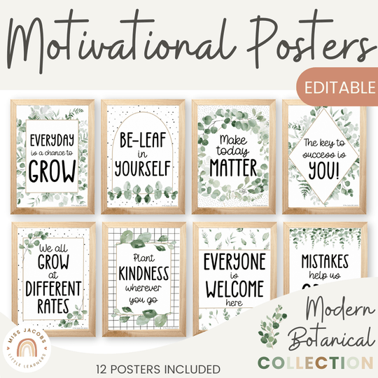 Motivational Classroom Posters - Modern Botanical Decor