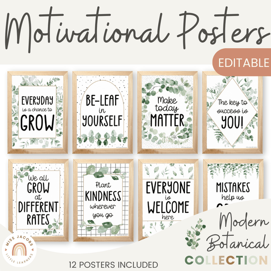 Motivational Classroom Posters - Modern Botanical Decor - Miss Jacobs Little Learners
