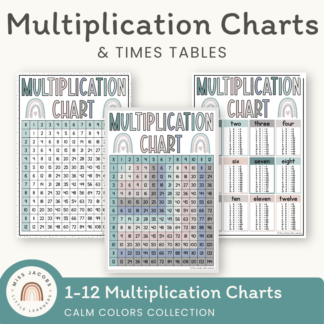 Printable Colorful Times Table Charts Activity Shelter