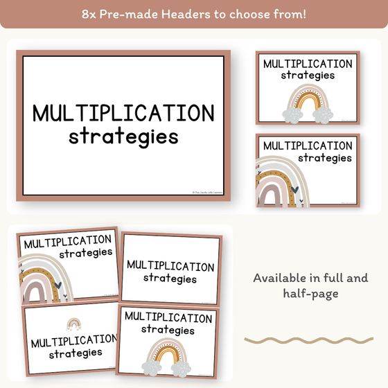Multiplication Strategies Posters - Boho Neutrals Classroom Decor - Miss Jacobs Little Learners