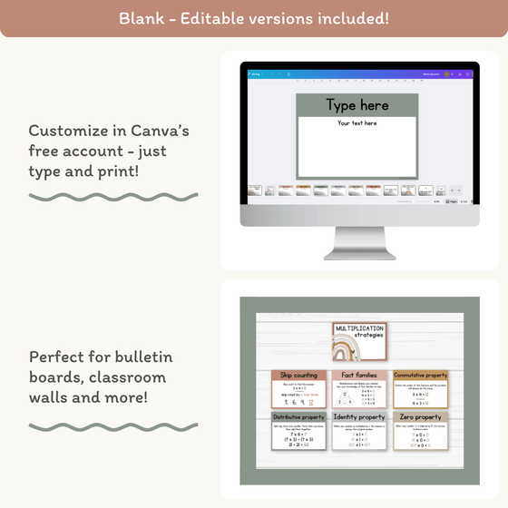 Multiplication Strategies Posters - Boho Neutrals Classroom Decor - Miss Jacobs Little Learners