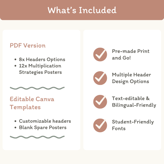 Multiplication Strategies Posters - Boho Neutrals Classroom Decor - Miss Jacobs Little Learners