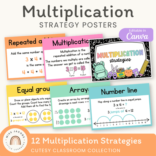 Multiplication Strategies Posters - Cutesy Classroom Decor