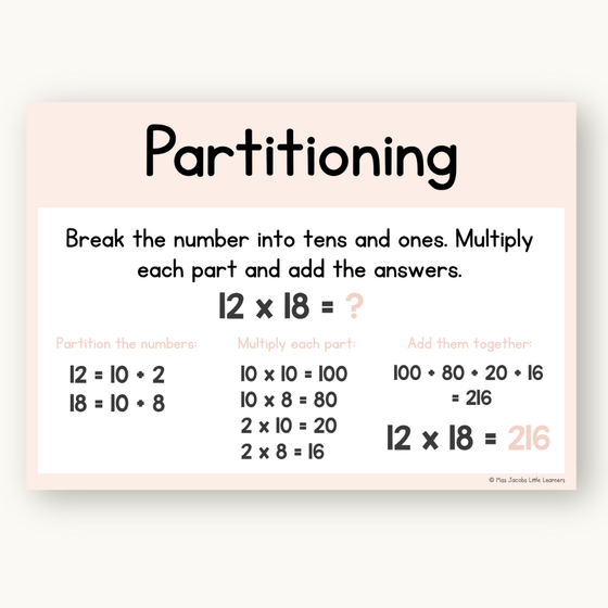 Multiplication Strategies Posters - Daisy Gingham Neutrals Classroom Decor - Miss Jacobs Little Learners