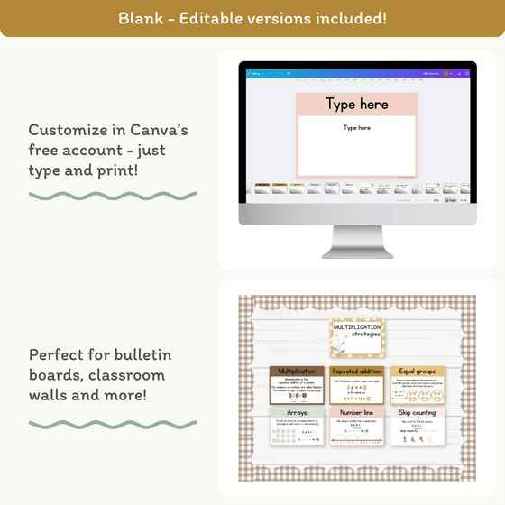 Multiplication Strategies Posters - Daisy Gingham Neutrals Classroom Decor - Miss Jacobs Little Learners