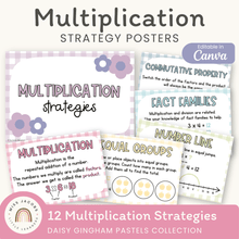  Multiplication Strategies Posters - Daisy Gingham Pastels Classroom Decor - Miss Jacobs Little Learners