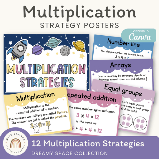 Multiplication Strategies Posters - Dreamy Space Theme Classroom Decor