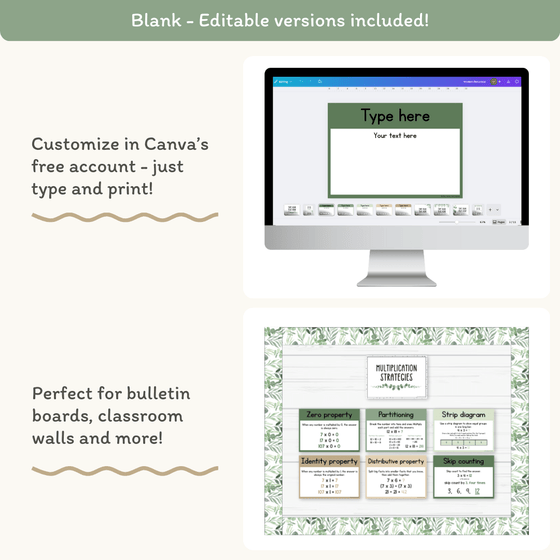 Multiplication Strategies Posters - Modern Botanical Classroom Decor - Miss Jacobs Little Learners