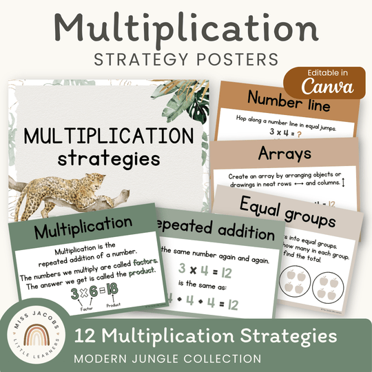 Multiplication Strategies Posters - Modern Jungle Earthy Classroom Decor