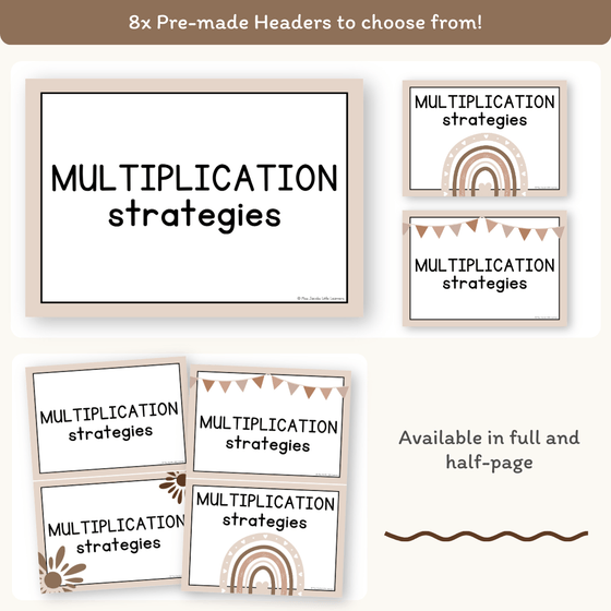 Multiplication Strategies Posters - Neutrals Classroom Decor - Miss Jacobs Little Learners