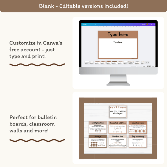 Multiplication Strategies Posters - Neutrals Classroom Decor - Miss Jacobs Little Learners