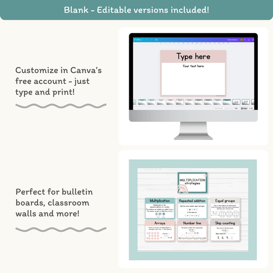 Multiplication Strategies Posters - Rainbow Calm Colors Classroom Decor - Miss Jacobs Little Learners
