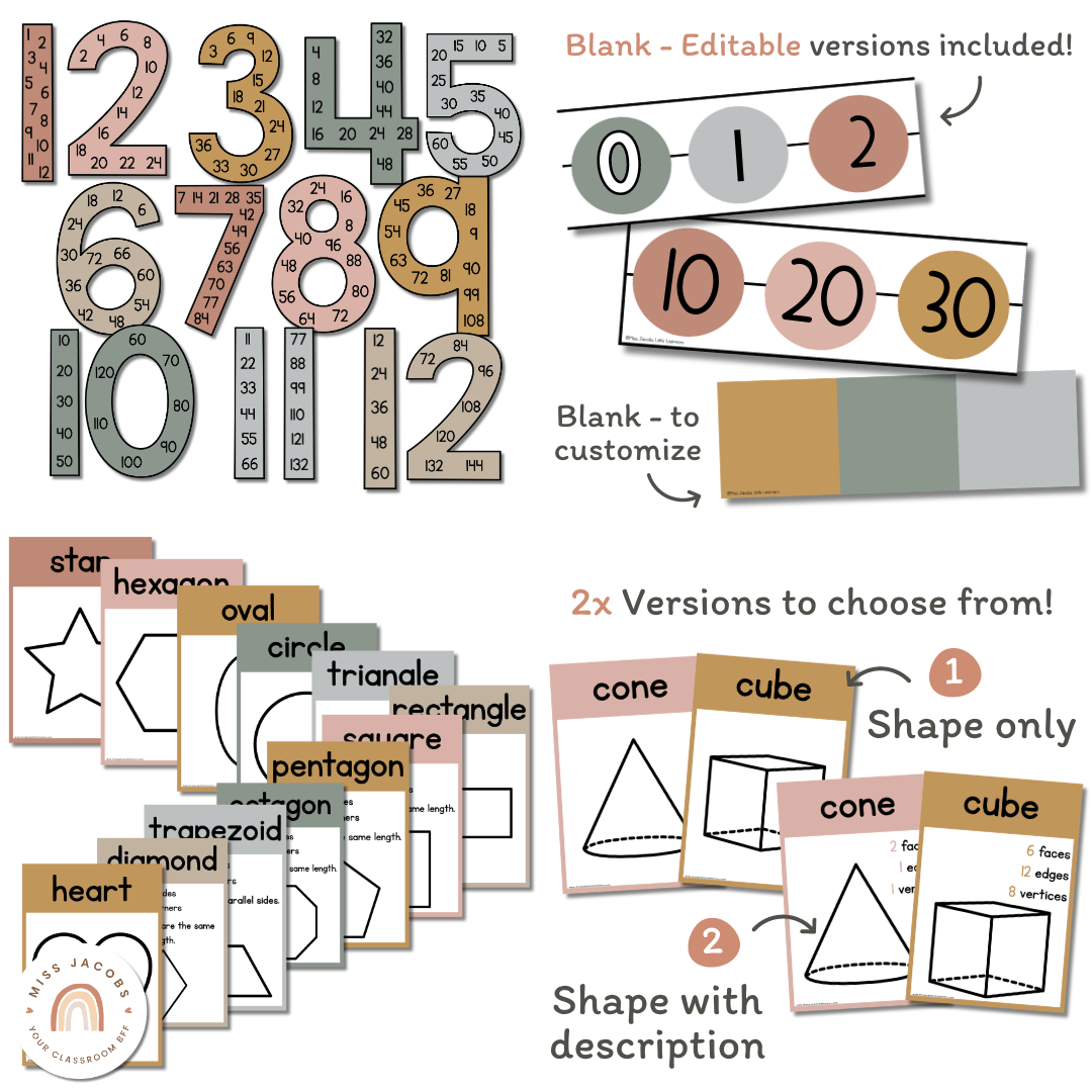Boho Neutrals Collection Math Posters Decor - Miss Jacobs - Default Title