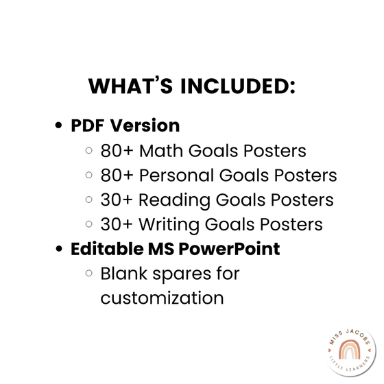 Neutral Toned Student Goal Posters Bundle | Neutral Classroom Decor - Miss Jacobs Little Learners