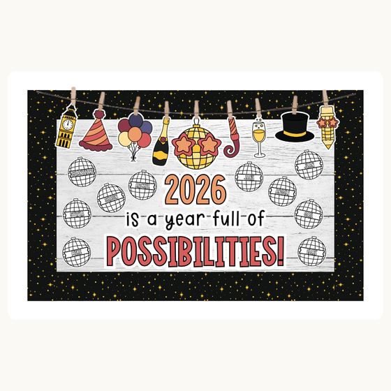 New Year Bulletin Board Decor Kit, Goals Craft & Activities Bundle - Miss Jacobs Little Learners