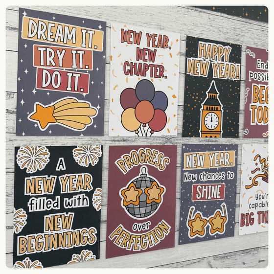 New Year Bulletin Board Decor Kit, Goals Craft & Activities Bundle - Miss Jacobs Little Learners