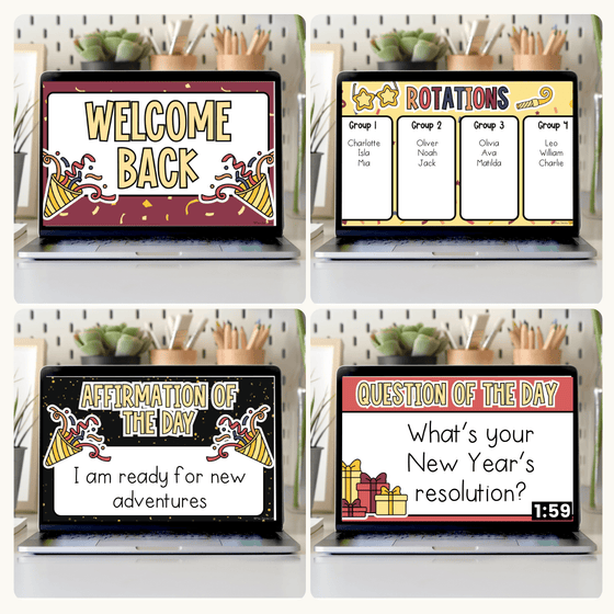 New Year Bulletin Board Decor Kit, Goals Craft & Activities Bundle - Miss Jacobs Little Learners