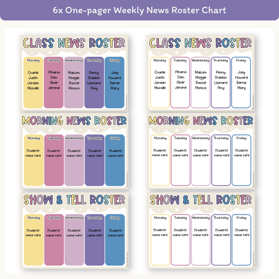 News Roster Show & Tell Display - Dreamy Space Classroom Decor - Miss Jacobs Little Learners