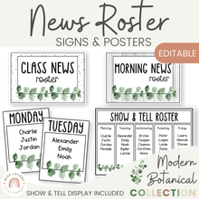  News Roster Show & Tell Display - Modern Botanical Decor - Miss Jacobs Little Learners