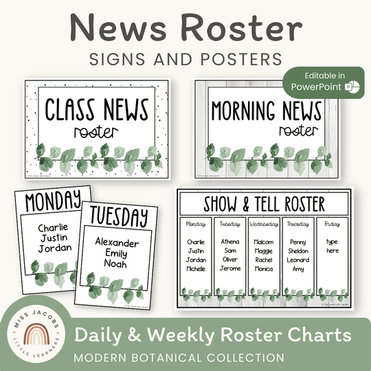 News Roster Show & Tell Display - Modern Botanical Decor