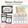News Roster Show & Tell Display - Pastel Composition Notebook Classroom Decor - Miss Jacobs Little Learners