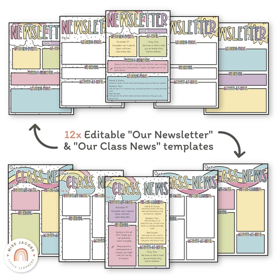 Newsletter Templates - Spotty Pastel Classroom Decor - Miss Jacobs Little Learners