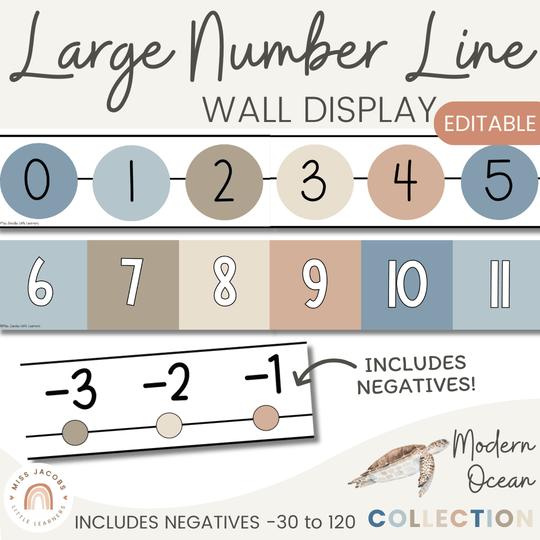 Number Line - Modern Ocean Classroom Decor