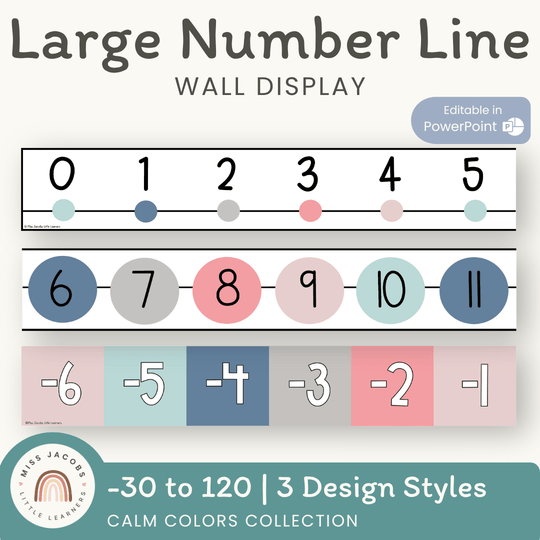 Number Line - Rainbow Calm Colors Decor