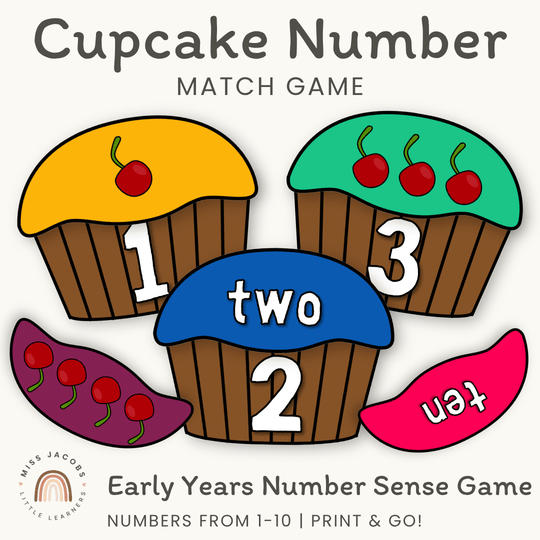 Number Match Game - Cupcakes