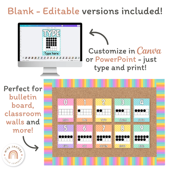 Number Posters - Bright Checkered - Cutesy Classroom Decor - Miss Jacobs Little Learners