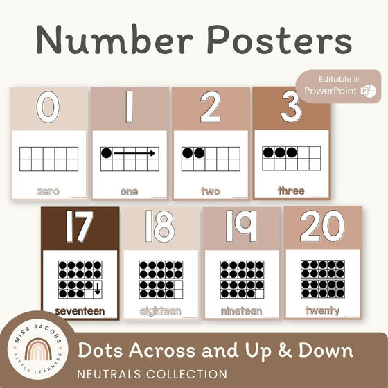 Number Posters | Ombre Neutral Math Classroom Decor – Miss Jacobs ...